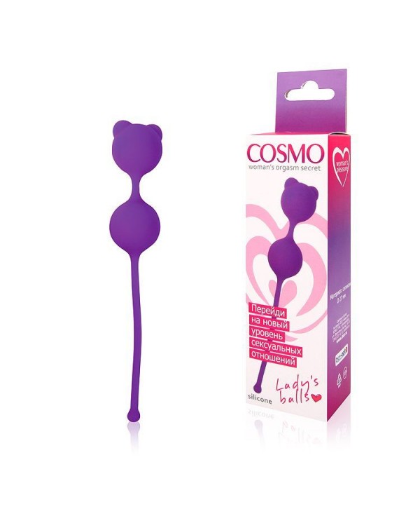 Фиолетовые вагинальные шарики с ушками Cosmo