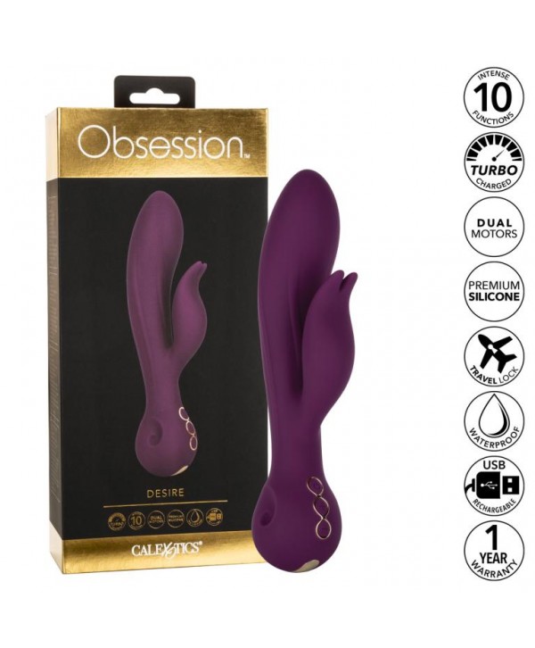 Фиолетовый вибратор-кролик Desire - 22,25 см.