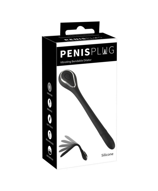 Черный гибкий уретральный стимулятор с вибрацией Vibrating Bendable Dilator - 13,5 см.