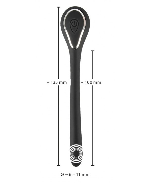 Черный гибкий уретральный стимулятор с вибрацией Vibrating Bendable Dilator - 13,5 см.