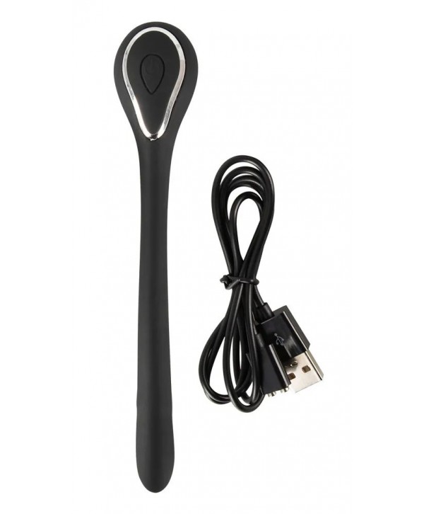 Черный гибкий уретральный стимулятор с вибрацией Vibrating Bendable Dilator - 13,5 см.