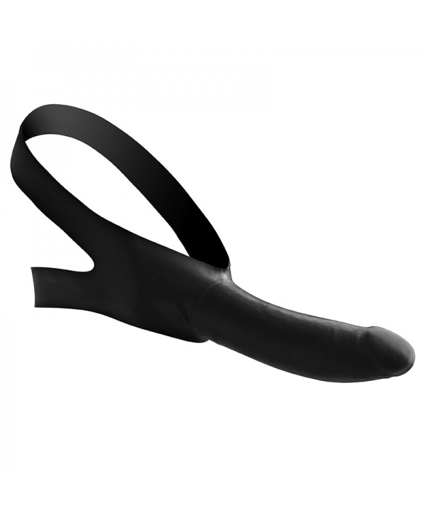 Черный кляп-страпон Masters Mini Face Fuck Strap-On - 14 см.