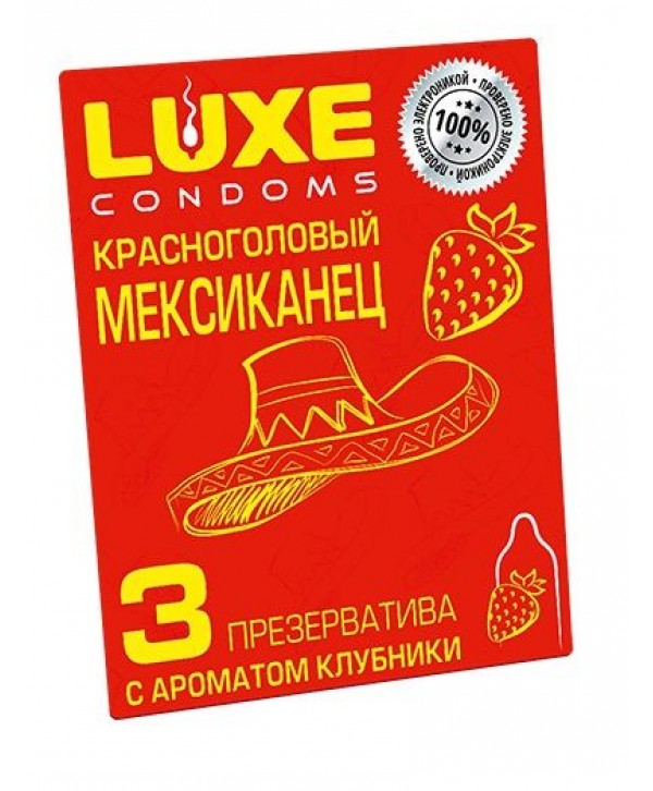Презервативы с клубничным ароматом  Красноголовый мексиканец  - 3 шт.