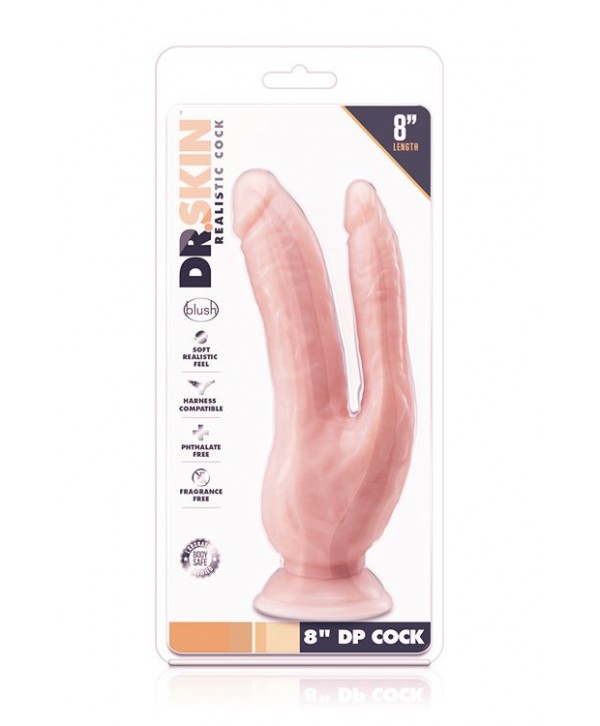 Телесный фаллоимитатор 8 Inch DP Cock - 20,32 см.