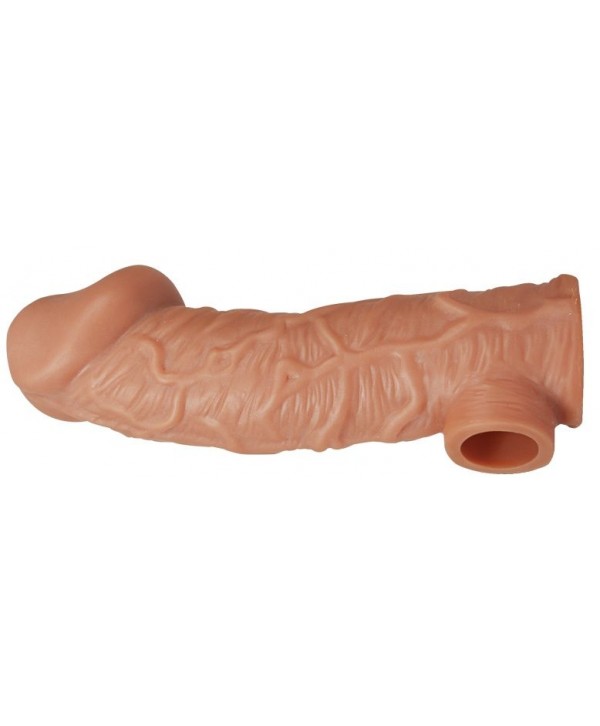 Телесная насадка на фаллос с отверстием для мошонки Cock Sleeve 001 Size L - 17,6 см.
