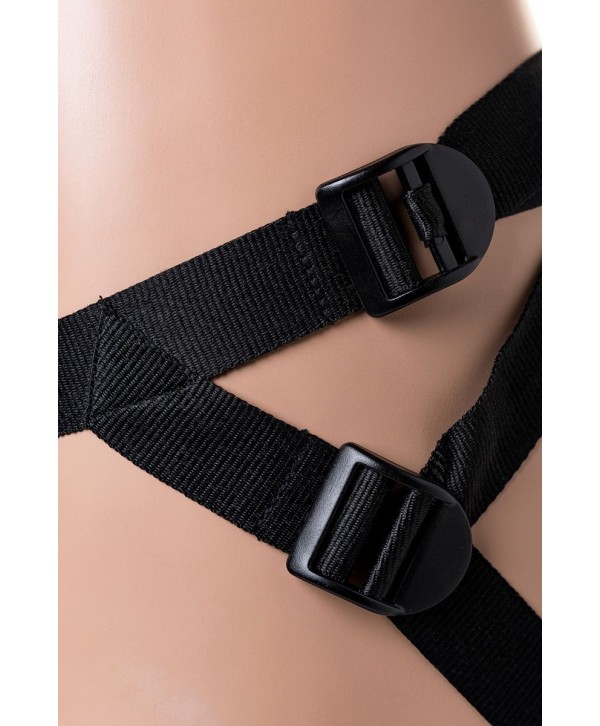 Телесный страпон Harness с вагинальной пробкой - 19,5 см.