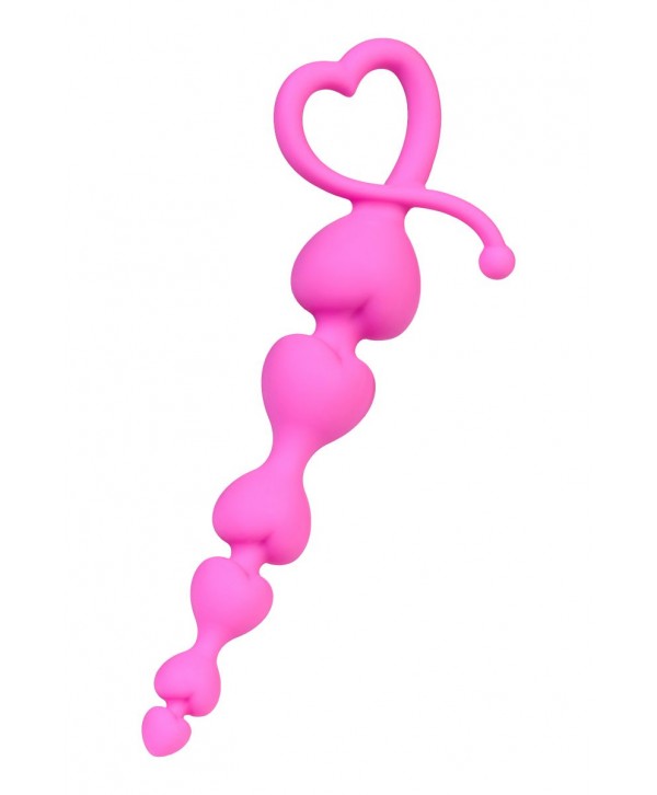 Розовая силиконовая анальная цепочка Sweety - 18,5 см.