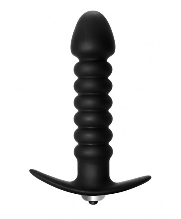 Чёрная анальная вибропробка Twisted Anal Plug - 13 см.