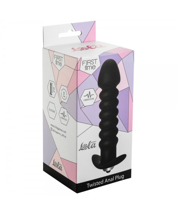 Чёрная анальная вибропробка Twisted Anal Plug - 13 см.