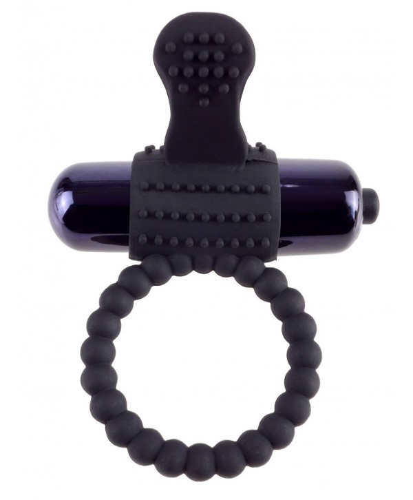 Черное эрекционное виброкольцо Vibrating Silicone Super Ring