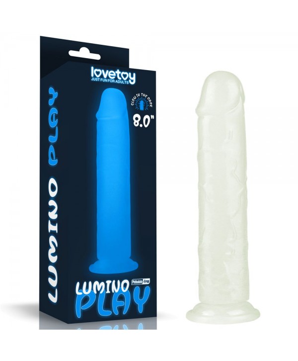 Прозрачный, светящийся в темноте фаллоимитатор Lumino Play Dildo - 21 см.