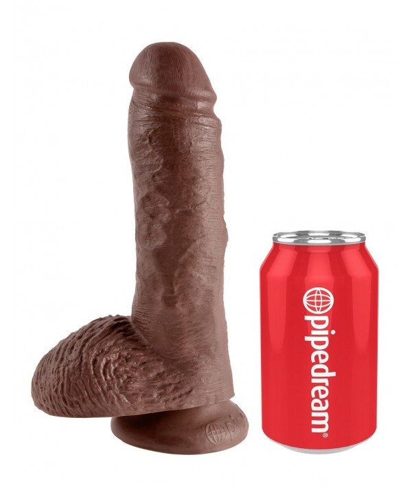 Коричневый фаллоимитатор 8  Cock with Balls - 21,3 см.