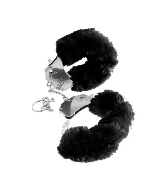 Металлические наручники Furry Love Cuffs с черным мехом