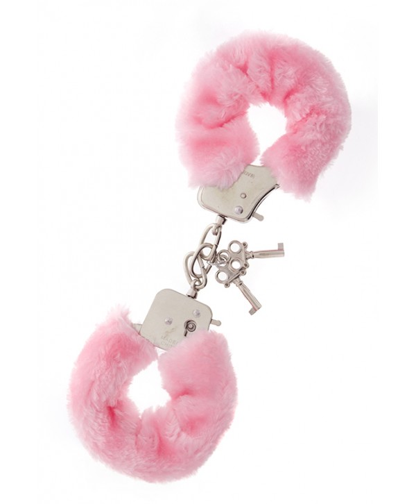 Металлические наручники с розовой меховой опушкой METAL HANDCUFF WITH PLUSH PINK