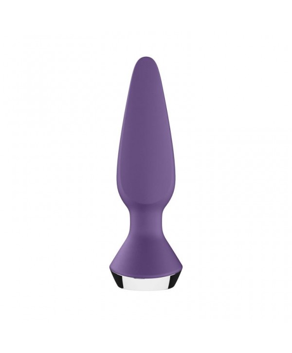 Фиолетовая анальная пробка с вибрацией Satisfyer Plug-ilicious 1 - 13,5 см.