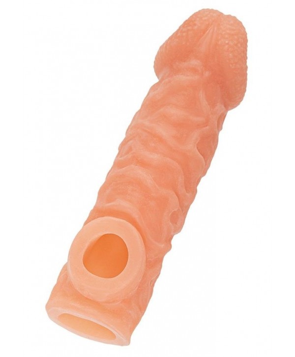 Телесная закрытая насадка с шершавой головкой Cock Sleeve 007 Size L - 17,6 см.