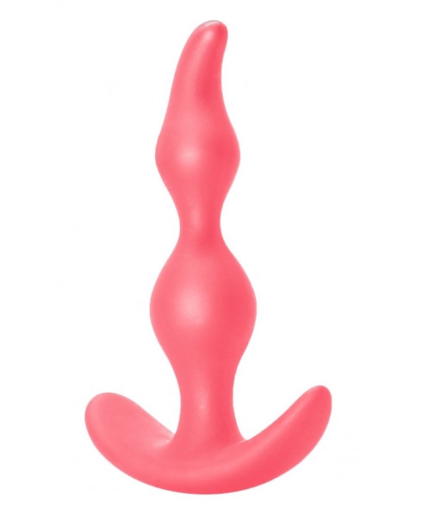 Розовая анальная пробка Bent Anal Plug Black - 13 см.