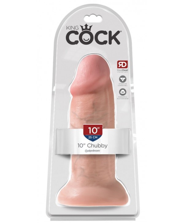 Телесный фаллоимитатор King Cock 10  Chubby - 25 см.