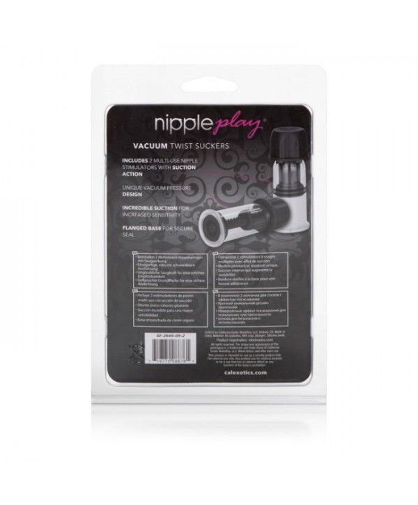 Чёрные помпы для сосков Nipple Play Vacuum Twist Suckers