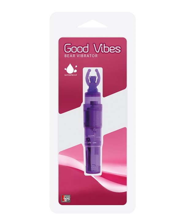 Фиолетовый клиторальный стимулятор-ракета с мишкой GOOD VIBES BEAR VIBRATOR