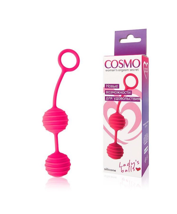 Розовые вагинальные шарики с ребрышками Cosmo
