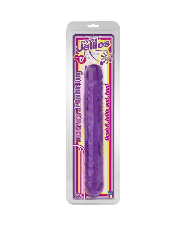 Двухсторонний фиалковый фаллос Crystal Jellies 12  Jr. Double Dong - 30,5 см.