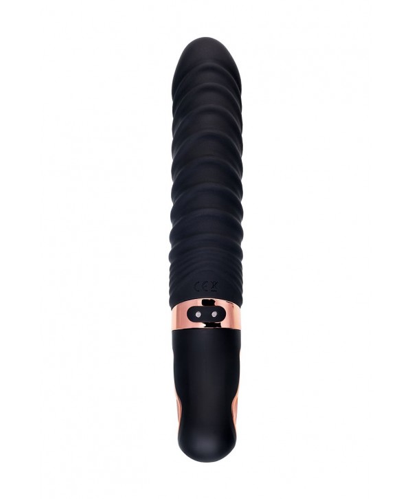 Черный вибратор Waname D-Splash Hurricane с ребрышками - 22,5 см.