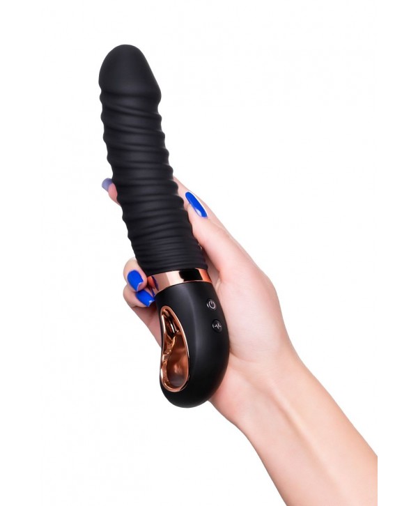 Черный вибратор Waname D-Splash Hurricane с ребрышками - 22,5 см.