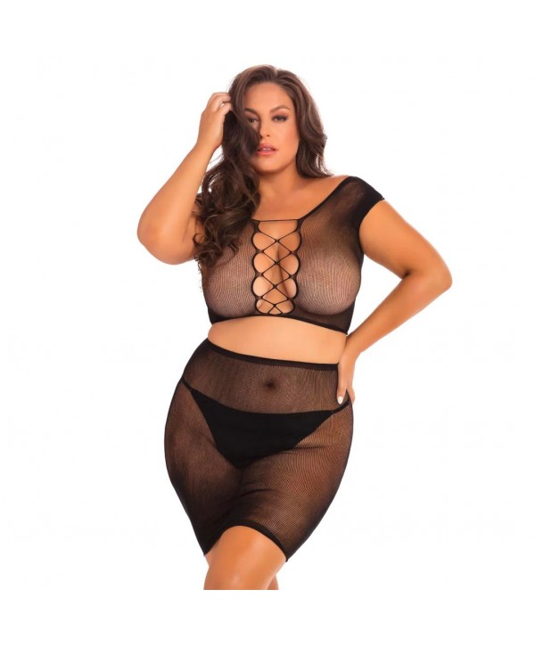Эротический полупрозрачный комплект plus size Back Story Skirt and Top 2-Piece Set