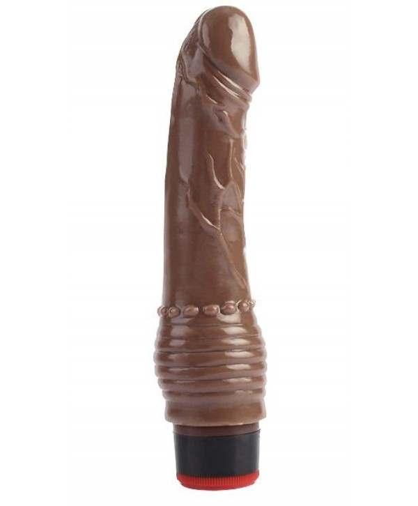 Коричневый вибратор 7.6 Vibrating Dildo - 19,5 см.