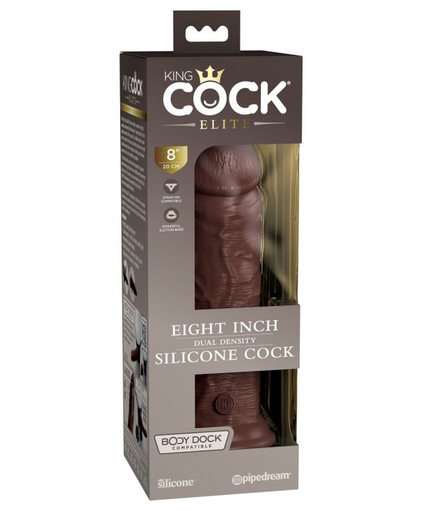 Коричневый фаллоимитатор 8  Silicone Dual Density Cock - 22,8 см.