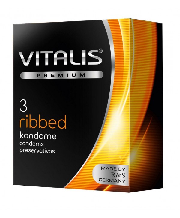 Ребристые презервативы VITALIS PREMIUM ribbed - 3 шт.