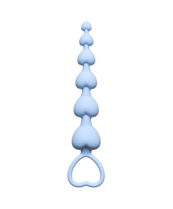 Голубая анальная цепочка Heart s Beads Blue - 18 см.