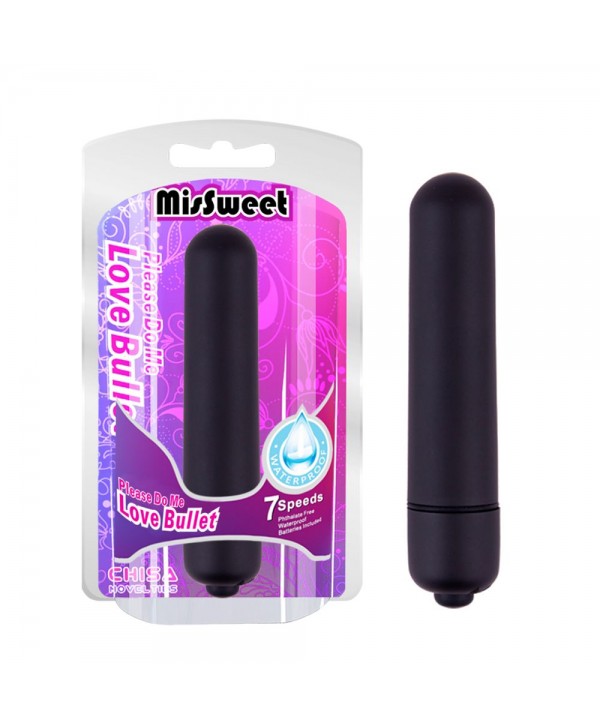 Черная вибропуля Please Do Me Love Bullet - 8,1 см.