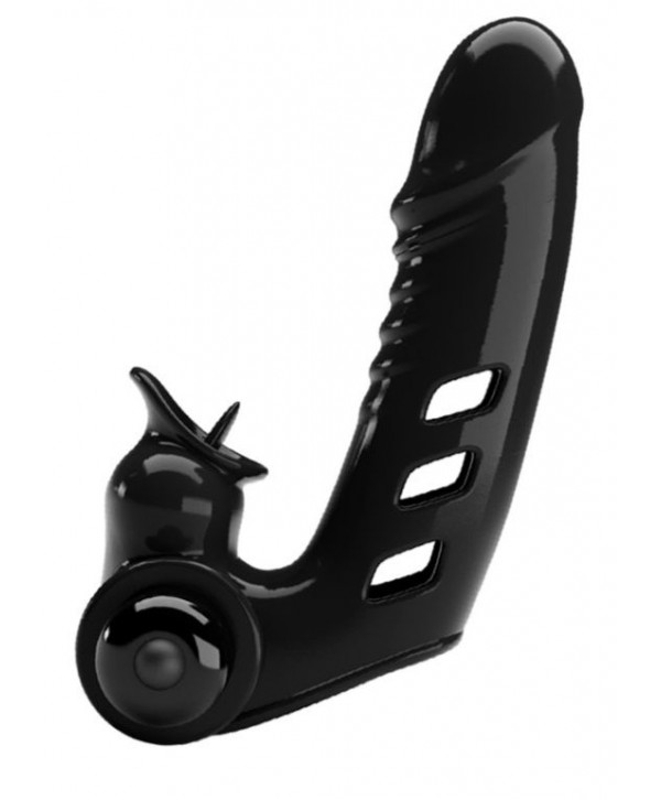 Черная вибронасадка на палец Corbin - 11 см.