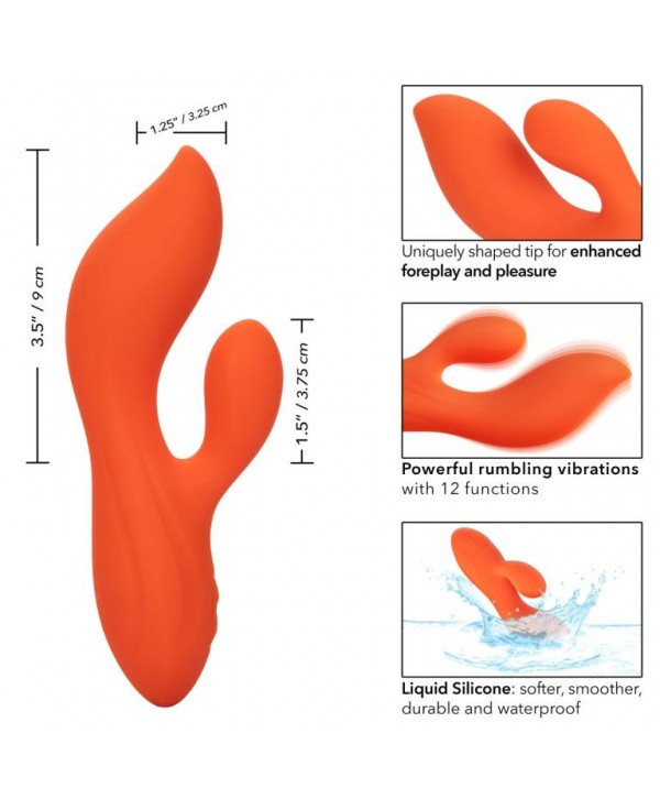 Оранжевый вибратор-кролик Liquid Silicone Dual Teaser