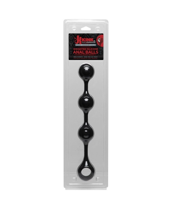 Черные утяжеленные анальные шарики Anal Essentials Weighted Silicone Anal Balls - 34,3 см.