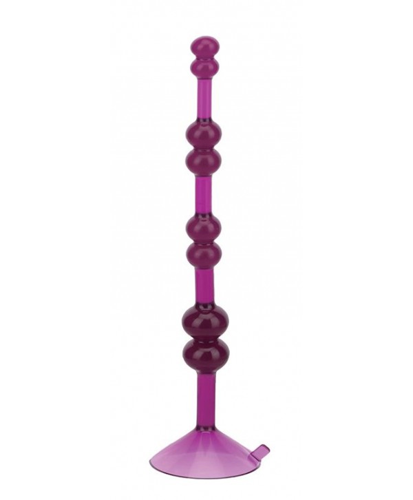 Фиолетовая анальная цепочка на присоске LOVE THROB PURPLE - 17,8 см. 