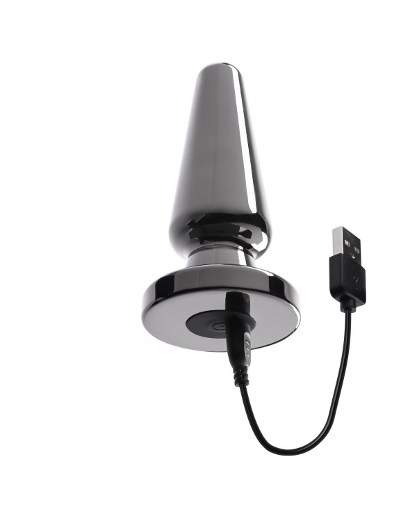 Черная анальная вибропробка Advanced Metal Plug - 13,8 см.
