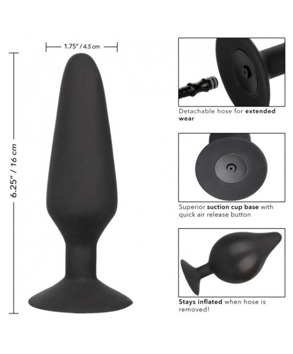 Черная расширяющаяся анальная пробка XL Silicone Inflatable Plug - 16 см.