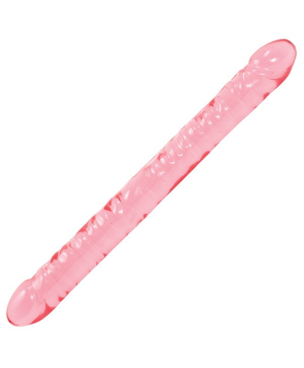 Розовый двухголовый фаллоимитатор Crystal Jellies - 45,7 см.