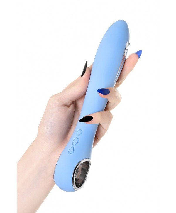 Голубой силиконовый вибратор с электростимуляцией GALVANI VIBE - 21 см.