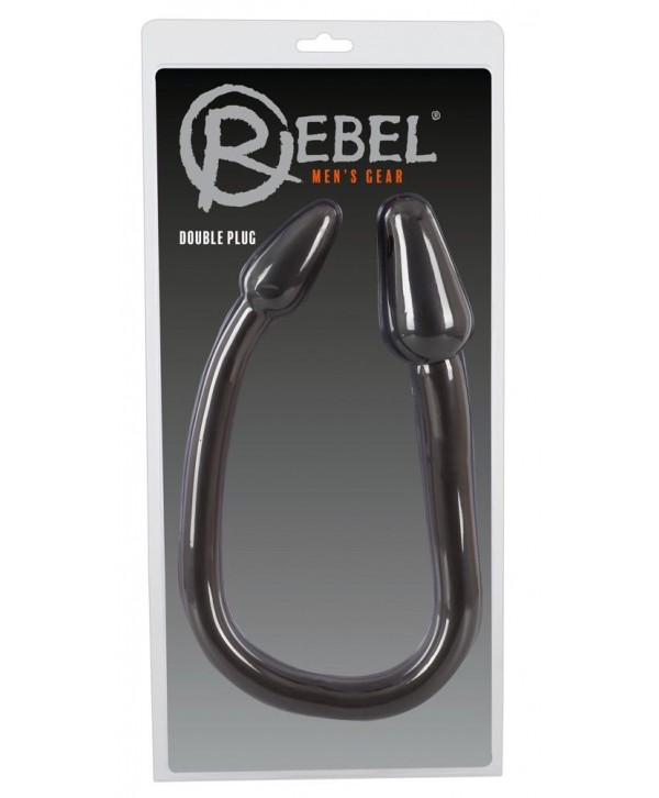 Черный двусторонний анальный плаг с гибким соединением Double Plug