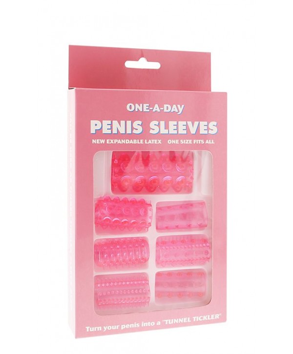 Набор из 7 розовых насадок на пенис ONE-A-DAY PENIS SLEEVES PINK