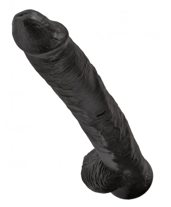 Чёрный фаллоимитатор-гигант 14  Cock with Balls - 37,5 см.