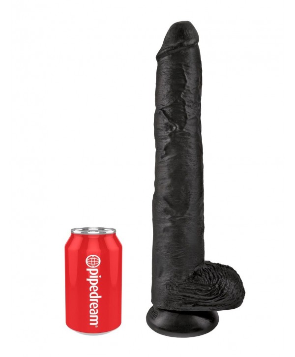 Чёрный фаллоимитатор-гигант 14  Cock with Balls - 37,5 см.