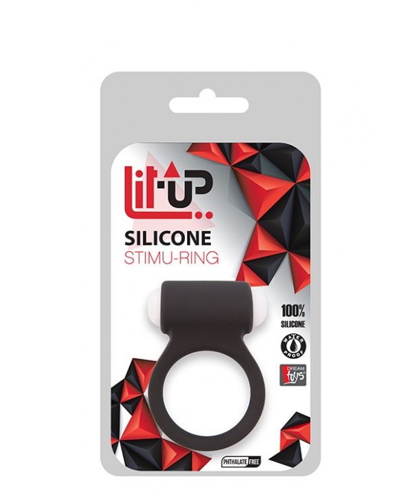 Чёрное эрекционное виброкольцо LIT-UP SILICONE STIMU RING 3 BLACK