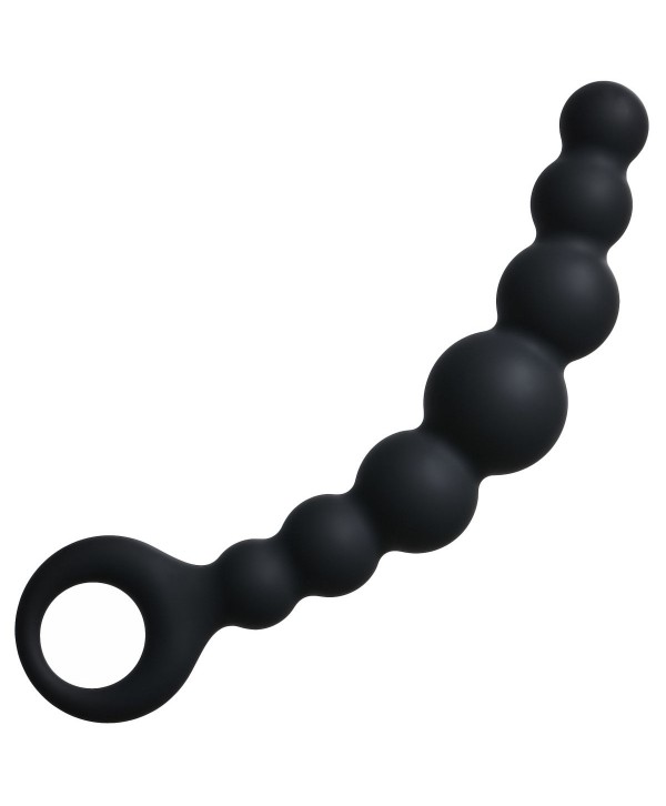 Чёрная упругая анальная цепочка Flexible Wand - 18 см.