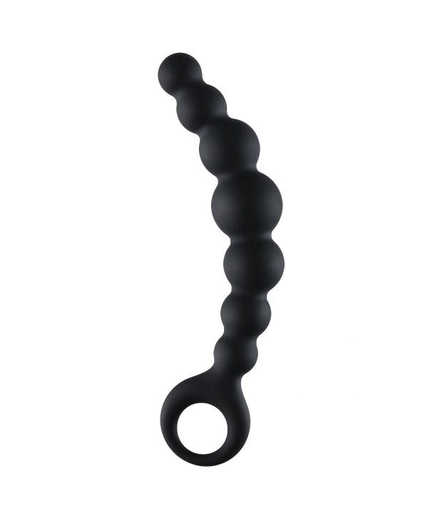 Чёрная упругая анальная цепочка Flexible Wand - 18 см.