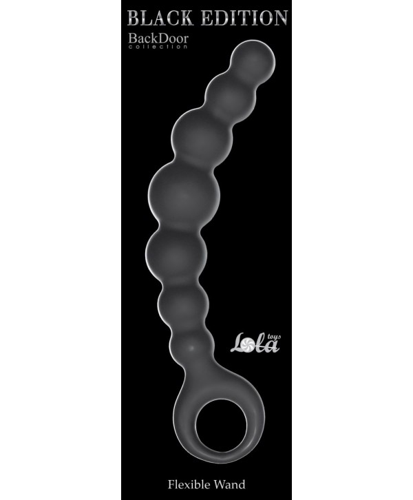 Чёрная упругая анальная цепочка Flexible Wand - 18 см.